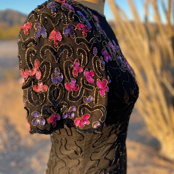 Vintage 80’s AP. LTD beaded silk cocktail dress 👗 - Picture 7 of 8